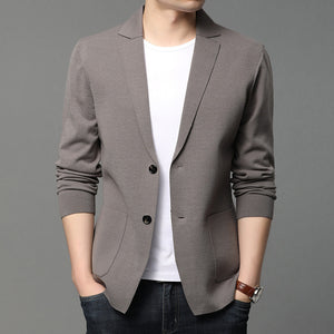 Hair Spring And Autumn Men''S T-Shirt Coat Korean Version Blazer Solid Color Cardigan Handsome Men''S Sweater