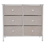 3Tier 6 Drawers Chest NonWoven Fabric Storage Cabinet Unit with Handles Home Bedroom Furniture White