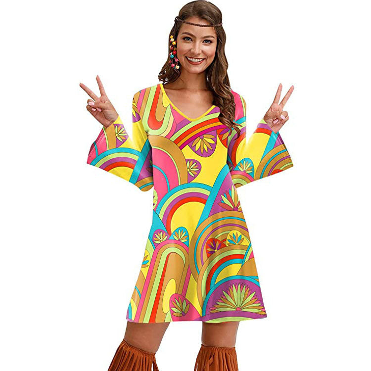 Hippie Clothing Print Dress Women