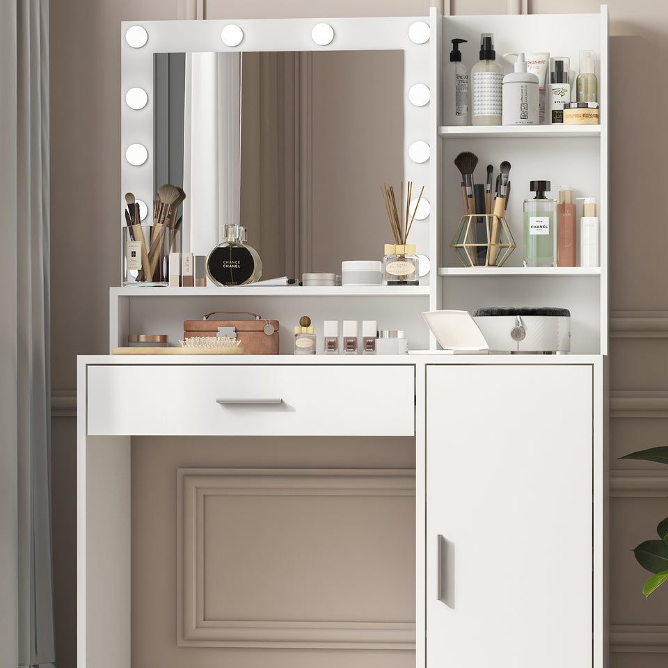 Make-up Vanity Table With Mirror And Lamp