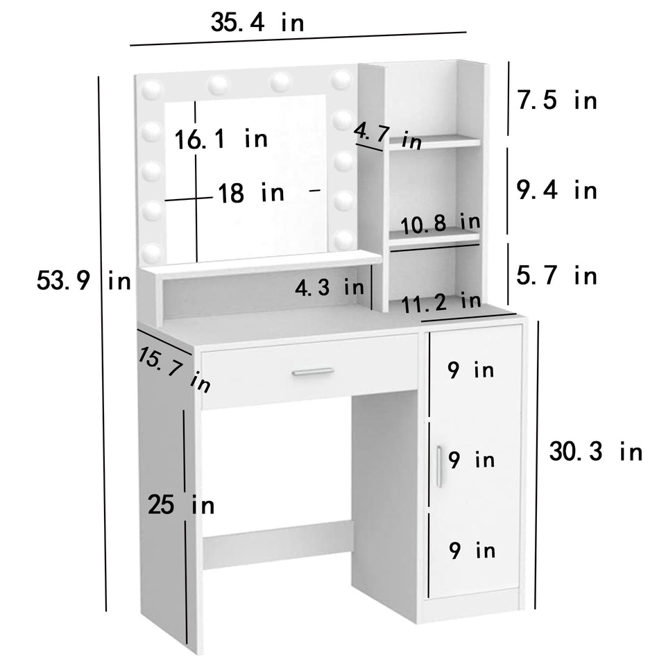 Make-up Vanity Table With Mirror And Lamp