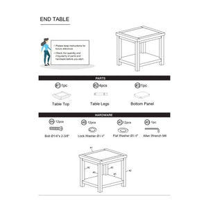 End Table Dark Cherry Open Shelf Natural Wood Grain Design 1pc Table Living Room Furniture