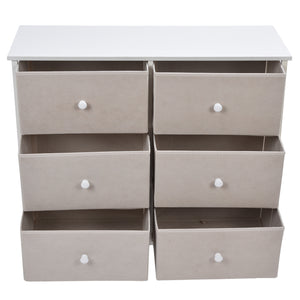 3Tier 6 Drawers Chest NonWoven Fabric Storage Cabinet Unit with Handles Home Bedroom Furniture White