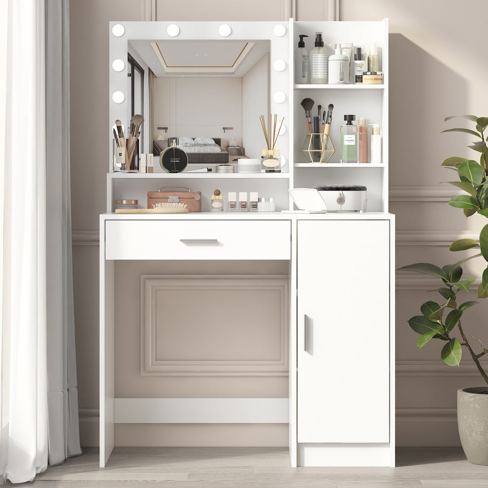 Make-up Vanity Table With Mirror And Lamp