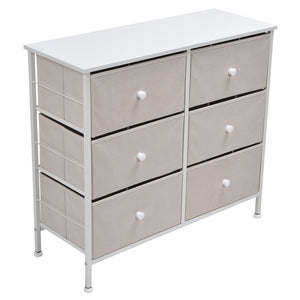 3Tier 6 Drawers Chest NonWoven Fabric Storage Cabinet Unit with Handles Home Bedroom Furniture White