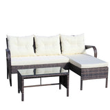 Outdoor Patio Furniture Sets 3 Piece Conversation Set Wicker Ratten Sectional Sofa With Seat CushionsBeige Cushion