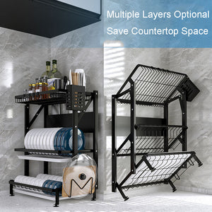 Installation-free Integrated Kitchen Supplies Storage Rack Stainless Steel