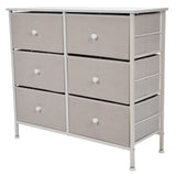 3Tier 6 Drawers Chest NonWoven Fabric Storage Cabinet Unit with Handles Home Bedroom Furniture White